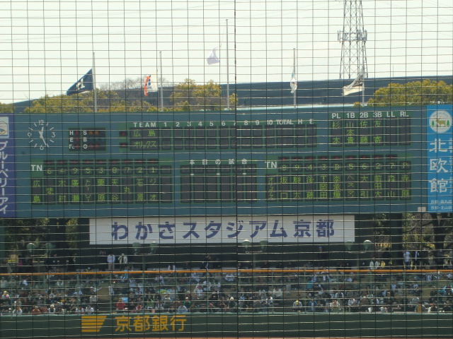 ☆高校の友人と京都で野球のオープン戦　広島対オリックスを見た☆